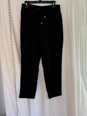ZARA Straight Leg Pants Women's Black Medium Elastic Waist Classic Casual